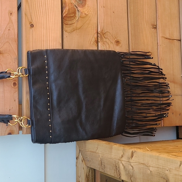 BEBE Black Fringe Shoulder Bag - Picture 9 of 13